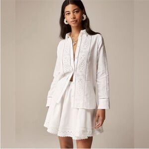 J.Crew Garçon Classic Shirt Eyelet Linen White Size 8